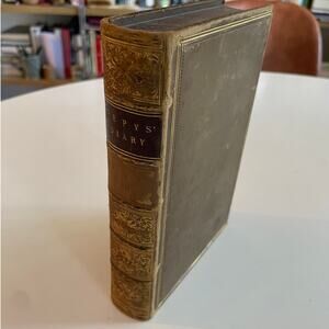 Diary of Samuel Pepys Volume III - Leather-bound marbled book - 1858, 6th edit.